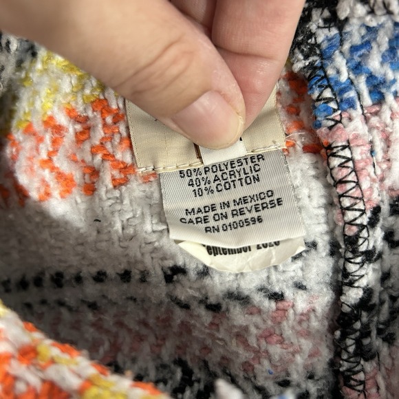 Earth Ragz Large Baja‎ Mexican Blanket Drug Rug Hooded Pullover Poncho, Rainbow - Picture 7 of 8